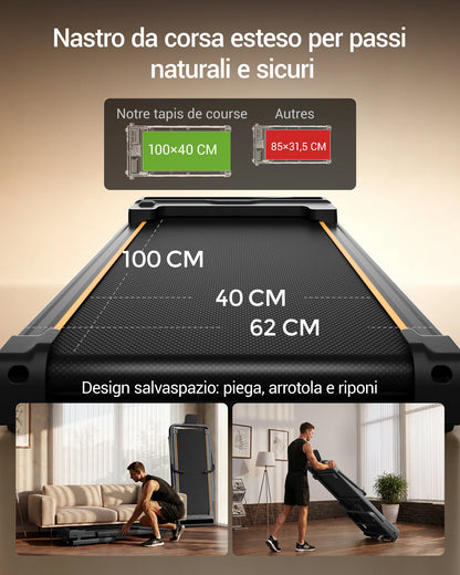 CURSOR FITNESS Tapis Roulant Pieghevole, Inclinazione Automatica 15%, Motore Brushless Silenzioso da 3.0HP, Display LED, Macchina Portatile per Corsa e Camminata Domestica