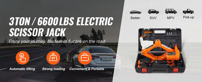 SucceBuy Cric per auto elettrica Cric a forbice 3T con avvitatore elettrico 12V Sollevamento cric per auto portatile per cambio pneumatici per camion SUV