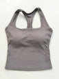 Reggiseno sportivo da donna con scollo quadrato e schiena incrociata, con imbottiture fisse antiurto per yoga, pilates, corsa e palestra