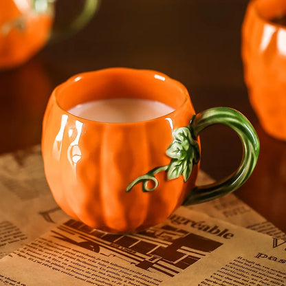 Tazza a Forma di Zucca Carina, Tazze Realistiche a Forma di Zucca, Stoviglie in Porcellana, Utensili per Bere, Tazze da Caffè, Tazze per il Tè Pomeridiano