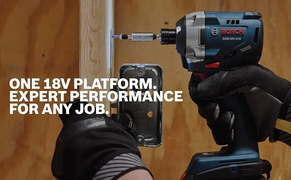 Bosch GDR 18V‑215 Avvitatore a Impulsi Senza Spazzole 215Nm 3300RPM, Compatto per Spazi Ristretti, per Viti Lunghe e Lavori su Legno Duro
