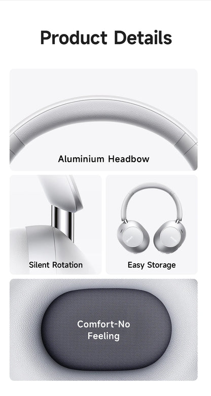 Picun F6 Cuffie wireless con cancellazione attiva del rumore Monitoraggio della testa Audio 3D 40mm Cuffie Bluetooth ANC ad alta risoluzione Controllo APP HIFI