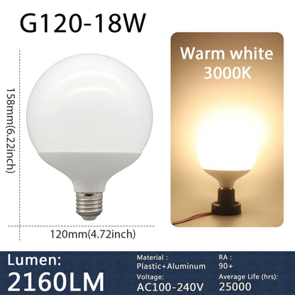 Confezione da 1-5 lampadine LED a globo G80 G95 G125 10W 12W 18W 40 Watt Lampadine LED Edison equivalenti, base E27 bianco caldo 3000K, latteo