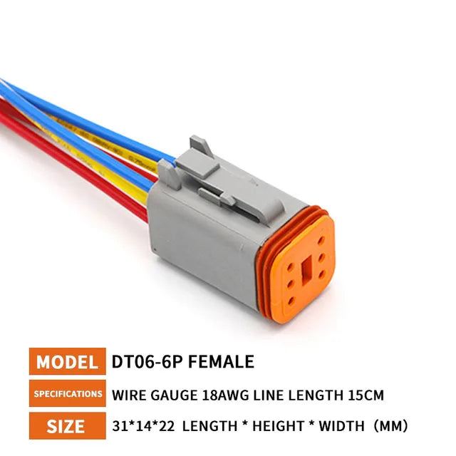 KERE 5/20/100Set DT06 serie 2/3/4/6/8 core12pin connettore elettrico impermeabile presa di corrente con cablaggio da 15cm