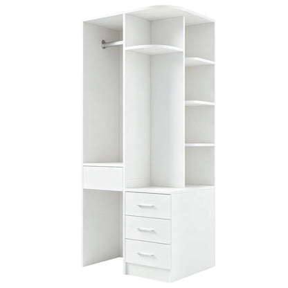 Armadio Moderno Multifunzionale Autoportante, 70 × 55 × 175 Cm, Mobile per la Conservazione dei Vestiti con Finitura in Legno di Alta Qualità, Scomparti di Stoccaggio a Più Livelli Integrati e Ampio Appendiabiti, Pratico