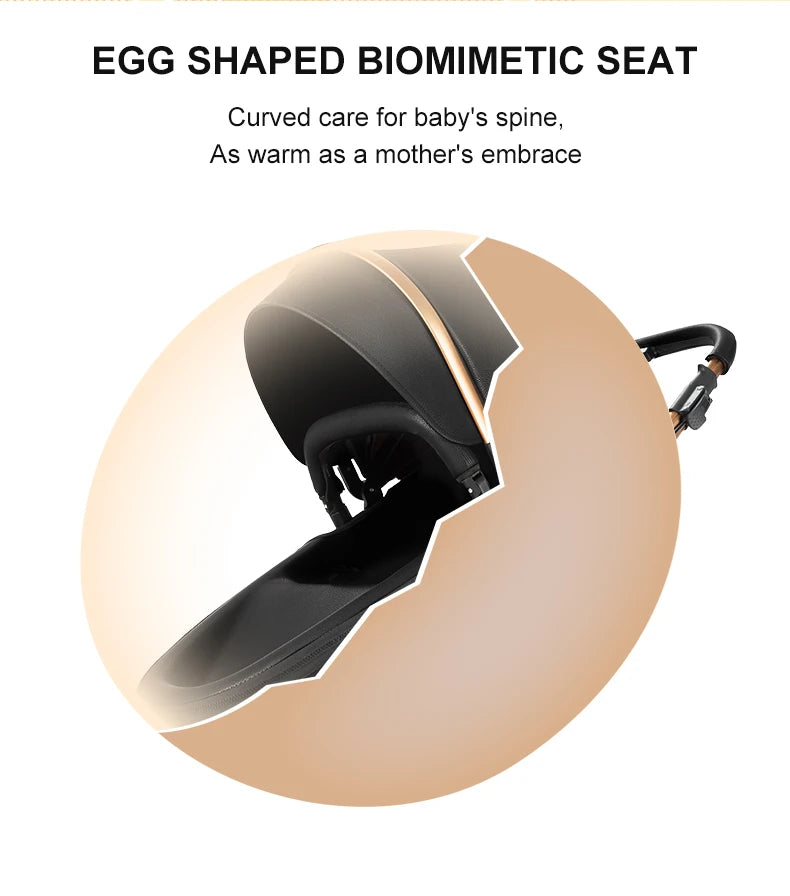 Sistema di trasporto per bambini 3 in 1 con seggiolino auto per neonati e navicella, passeggino pieghevole reversibile a 360 gradi, carrozzina alta per neonati fino a 3 anni, cintura di sicurezza a 5 punti, tettuccio in pelle