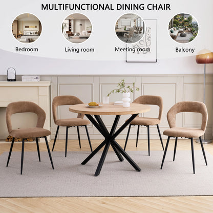 EGOONM Set di 4 Sedie da Pranzo Moderne con Schienale Cavo, Sedie Laterali Imbottite in Tessuto, Gambe in Metallo Nero, Sedie d'Accento per Cucina e Caffè