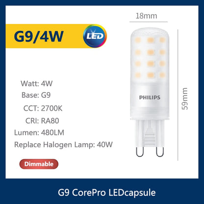 Philips 4 pz CorePro LED G9 Capsule 1.9 W 2.7 W 3.7 W 4 W Lampadina LED a Spillo Sostituire Alogena G9 Luce 2700 K Bianco 220 V Luci Decorative