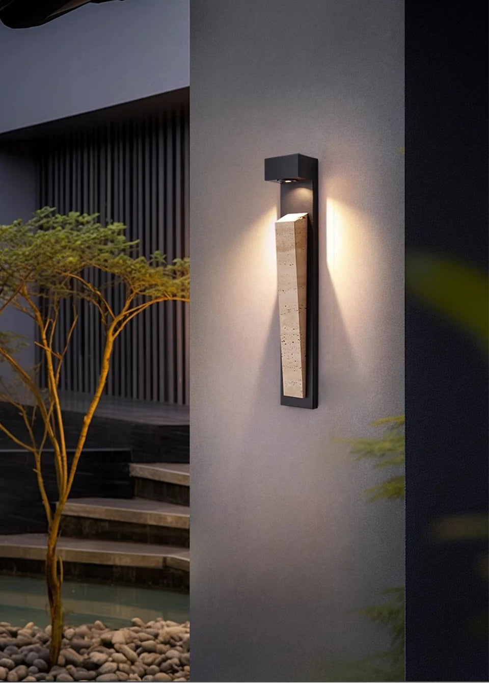 Lampada da Parete per Esterni in Pietra Naturale IP65 Resistente alle Intemperie, Illuminazione Impermeabile per Giardino, Portico, Balcone, Villa e Patio