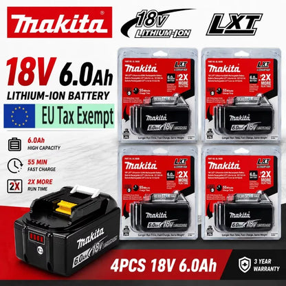 Batteria per utensili Makita 18V 100% originale, 6.0Ah, potenza stabile, per utensili elettrici della serie Makita 18V LXT, sostituisce la batteria originale.