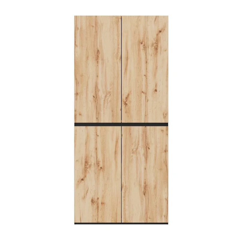 Armadio moderno 90x200 cm con cassetto per gioielli, 4 ante, 1 binario, 3 cassetti, finitura in rovere/bianco, armadio alto per camera da letto, corridoio, ufficio, mobile contenitore in MDF