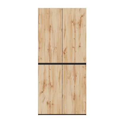 Armadio moderno 90x200 cm con cassetto per gioielli, 4 ante, 1 binario, 3 cassetti, finitura in rovere/bianco, armadio alto per camera da letto, corridoio, ufficio, mobile contenitore in MDF