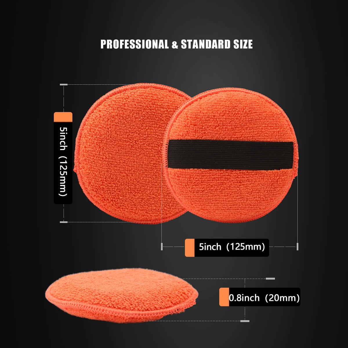 SPTA Tamponi Applicatori in Microfibra da 5 Pollici (125mm) con Fascia Elastica per Lucidatura e Pulizia Auto