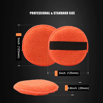 SPTA Tamponi Applicatori in Microfibra da 5 Pollici (125mm) con Fascia Elastica per Lucidatura e Pulizia Auto