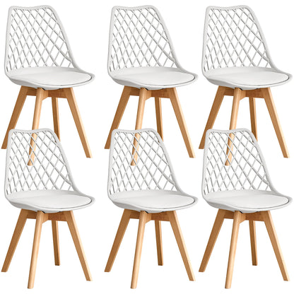 Set di 4/6 sedie da pranzo moderne con schienale in rete con gambe in legno massello e cuscini imbottiti, per sala da pranzo/camera da letto, sedia da caffè