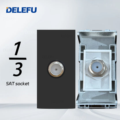 DELEFU Presa Italiana Fai-da-te con USB Tipo C, Interruttore Campanello, 45A 20A, per Tende, Telefono, CAT5, TV, HDMI, SAT, Nera