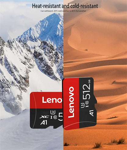 Scheda TF Lenovo ad Alta Velocità 512GB per Videosorveglianza, Micro SD 128GB 1TB, Scheda di Memoria ad Alta Durabilità Classe 10 U3 per Telecamera CCTV e Dashcam