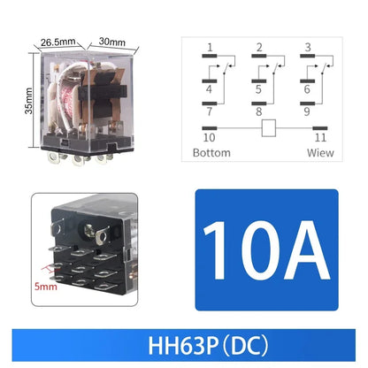 10 pz per relè di controllo miniaturizzati all'ingrosso piccolo relè intermedio AC 12V DC C24 AC220 HH52P HH53P HH54P HH62P HH63P HH64P
