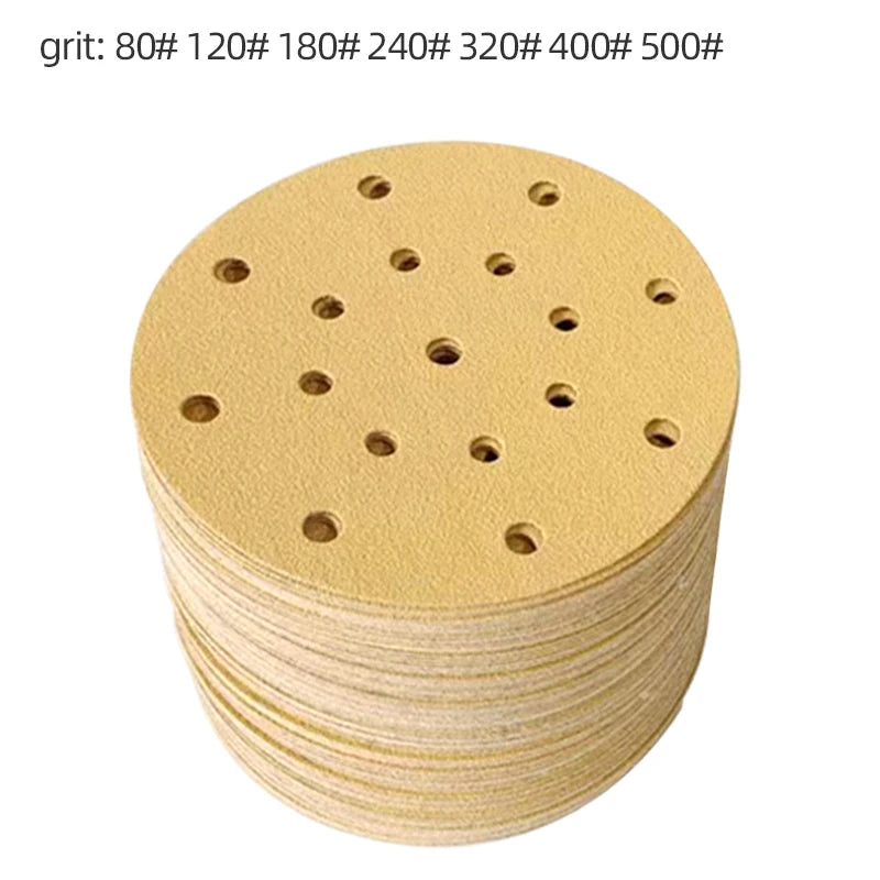 Noton 6 pollici 17 fori giallo carta abrasiva a secco 150 mm autoadesivo vernice automatica mastice levigatura rotonda floccaggio sabbia