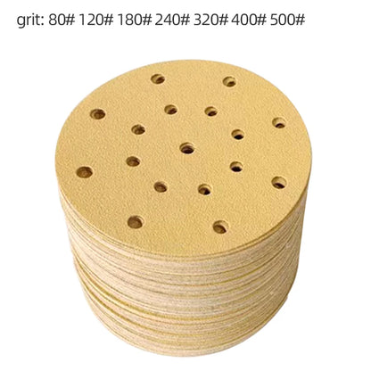 Noton 6 pollici 17 fori giallo carta abrasiva a secco 150 mm autoadesivo vernice automatica mastice levigatura rotonda floccaggio sabbia