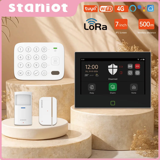 Kit di Allarme Antifurto Staniot 7 Pollici LoRa WiFi 4G Tuya Smart Home, Sistema di Sicurezza Domestica 5000mAh Compatibile con Alexa