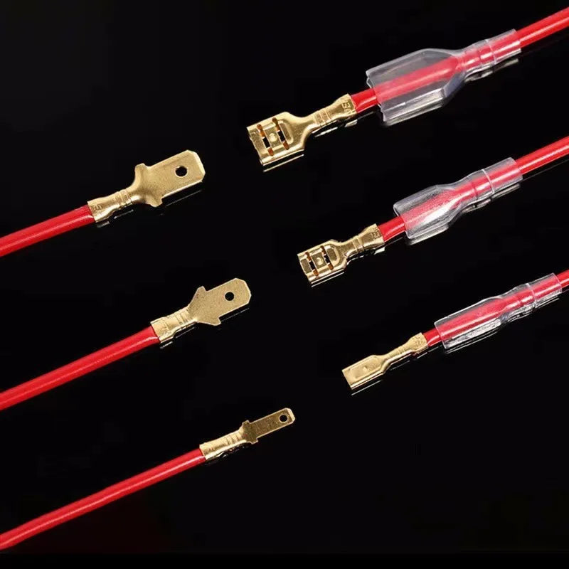 Set di terminali a crimpare per cavi da 2,8/4,8/6,3 mm, connettori a spina maschio e femmina in rame con manicotto isolante, scatola per connettori elettrici