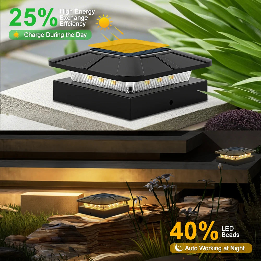 Luci solari per pali da bancaria 3 modalità di illuminazione Luci per pali per recinzione da ponte adatte per pali in vinile in legno 4x4 per decorare il portico del patio