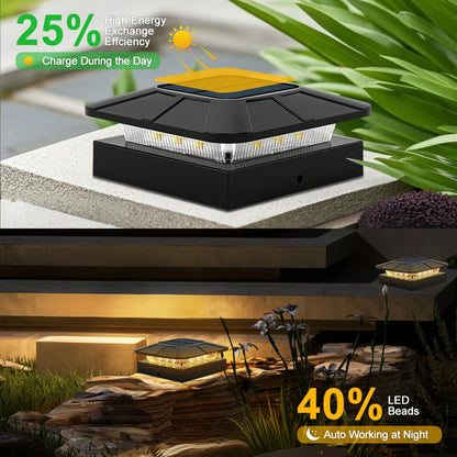 Luci solari per pali da bancaria 3 modalità di illuminazione Luci per pali per recinzione da ponte adatte per pali in vinile in legno 4x4 per decorare il portico del patio