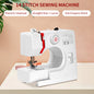 Macchina da Cucire Elettrica Mini 728 Fai-da-te con 14 Punti, Tavolo di Estensione, Kit per Tessuti in Cotone e Cucito, Cucitura Inversa e 14 Tipi di Punti Interni, EU