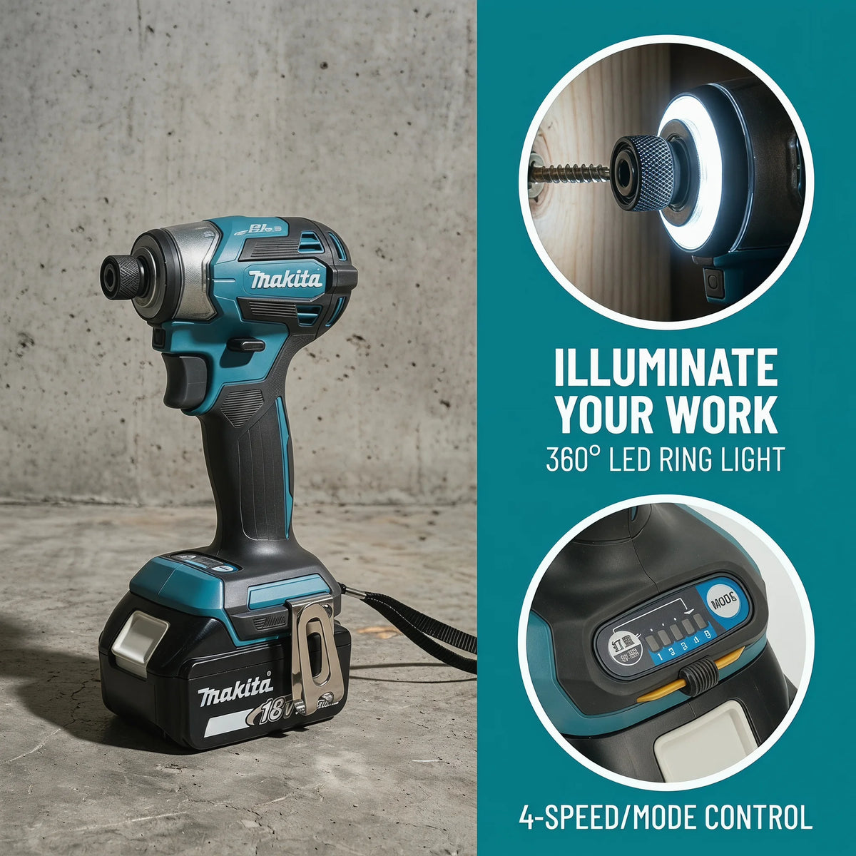 2026 Makita DTD173 Avvitatore a Impulsi Senza Fili 18V con Motore Brushless, Trapano Elettrico per Legno/Bulloni/Modalità T, Utensile Elettrico Ricaricabile