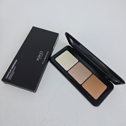 KIKO MILANO Palette Contour Obsession 2 Polveri Contour e 1 Illuminante, Palette Trucco Viso, Kit Contour Modellante Miscelabile