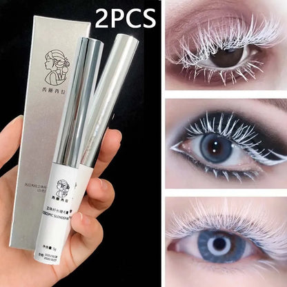 Mascara Bianco Impermeabile a Lunga Durata, Asciugatura Rapida, Volumizzante e Curvante, per Extension Ciglia e Tinta Sopracciglia, Trucco Natalizio e per Spettacoli COS