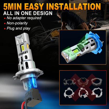 XSTORM H7 Lampadine per luci per auto a LED 150w 40000LM con ventola Turbo Luci H7 Faro a LED 6500K 12V NO Errore Canbus Fendinebbia Bianco