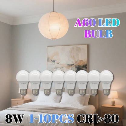 1-10 Pezzi Lampadine LED 8W AC 110V 220V E27, Illuminazione Calda e Diurna, RA80, per Casa, Lampade di Alta Qualità