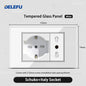 DELEFU Presa a Muro in Vetro Temperato Bianco Italia USB Tipo C Ricarica Rapida Interruttore Schuko TV Satellitare Citofono Cile
