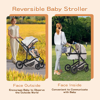 Lussuoso passeggino da viaggio portatile 3 in 1 Carrello pieghevole in alluminio ad alto paesaggio Carrozzina a quattro ruote per neonato