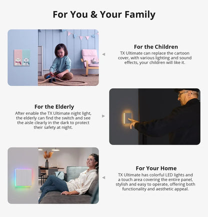 Sonoff TX Ultimate SONOFF T5 86 Interruttore da parete Sonoff Accesso completamente touch Bordo luminoso a LED Telecomando multi-sensorio tramite EWeLink