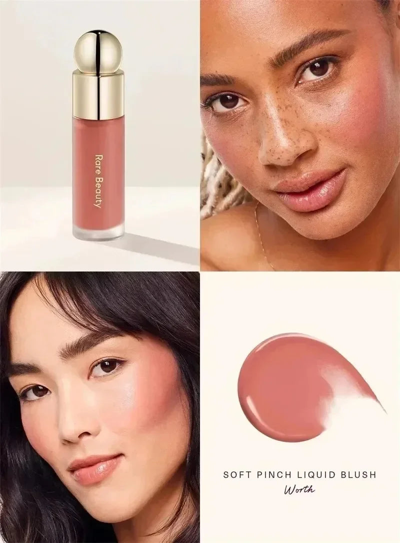 Balsamo per labbra multicolore in stick, blush liquido in polvere, linea di cosmetici Rare Beauty, Believe Happy Bliss, a lunga tenuta, facile da applicare, per un trucco impeccabile.