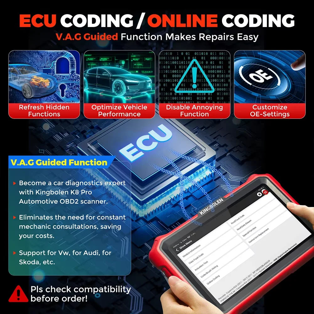 Nuovo KINGBOLEN K8 PRO / K8 ELITE 2026: Strumento Diagnostico Auto OBD2 Scanner Completo con 34+ Funzioni di Reset, Codifica ECU e Aggiornamenti Gratuiti