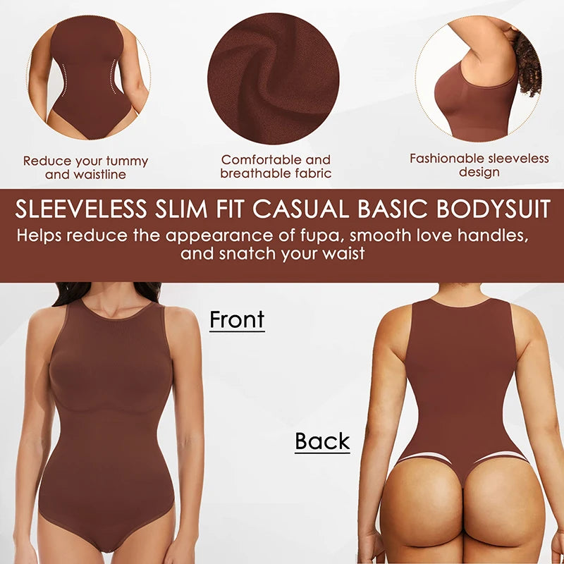 Perizoma Body per donna Tummy Control Shapewear Top Racerback Nuovo Body Modellante Collo alto Tuta Tuta