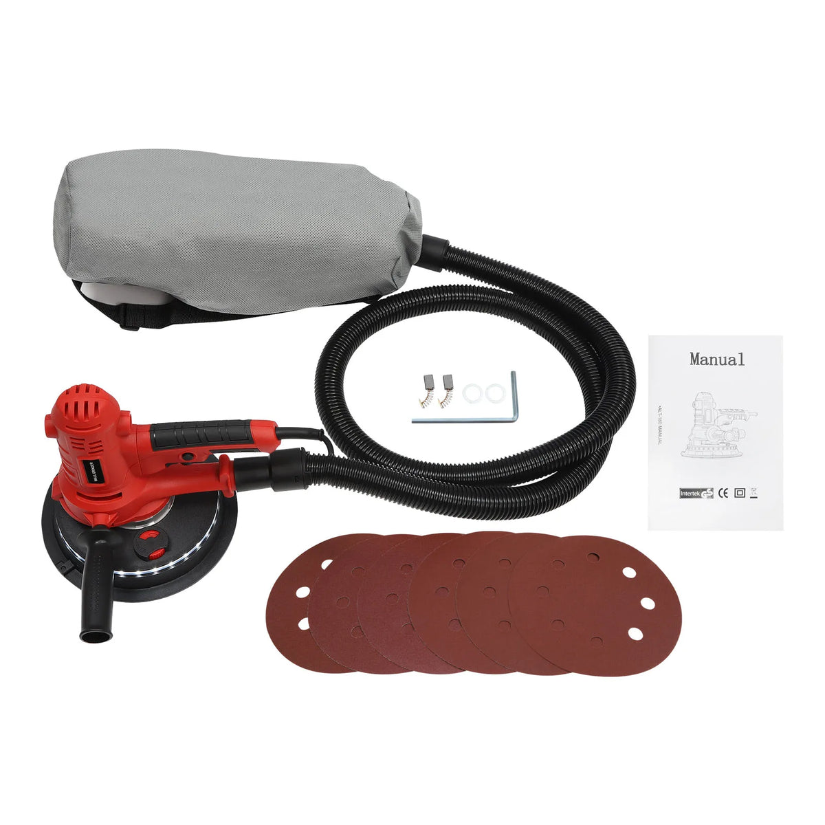 Levigatrice Elettrica per Cartongesso 800W, 1200-2500 RPM a Velocità Variabile, Lucidatrice con Aspirazione Polvere e Luce LED per Lavori su Soffitti/Intonaco