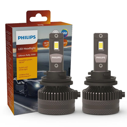 Philips LED 15000lm Ultinon Rally 3590 H4 H7 H8 H11 HB3 HB4 H19 HIR2 H1 Faro per auto 6500K Bianco Potenza massima 180W 12V 4200K U359N