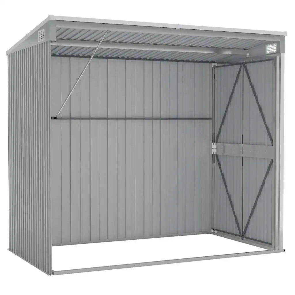 Casetta da giardino verde 126x97,5x177cm in acciaio zincato, ripostiglio esterno per attrezzi da giardinaggio