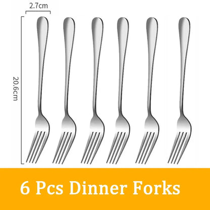 Set di posate da 24 pezzi in acciaio inossidabile, set di stoviglie, cucchiaio e forchetta, coltello, forchetta, cucchiaio da dessert, cucchiaio da tè