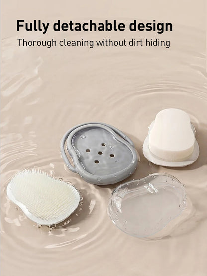 Philips Avent Spazzola per il lavaggio e il massaggio del bambino, doppia funzione, colore grigio nebbia, spazzola da bagno in morbido silicone per bambini da 0 a 12 anni