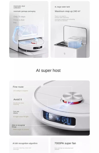 Nuovo robot aspirapolvere Xiaomi Mijia M30 Pro, potente e multifunzione, con funzione di taglio dei capelli integrata e sistema anti-groviglio.