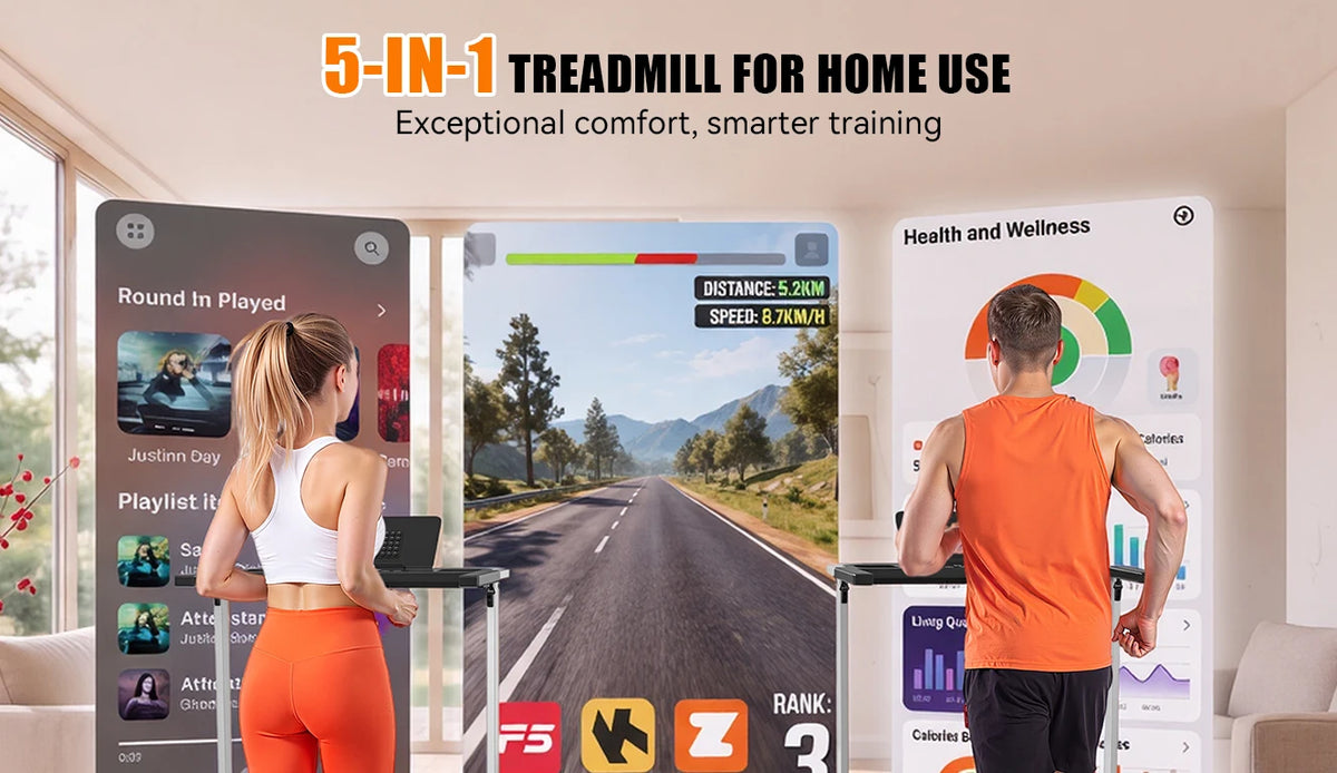 Treadmill domestico KeHot con APP Bluetooth, macchina da corsa pieghevole 1-12 Km/h, compatibile con EQISport/Zwift/Kinomap, display LED, inclinazione regolabile, capacità 125 kg, tapis roulant compatto per cardio.