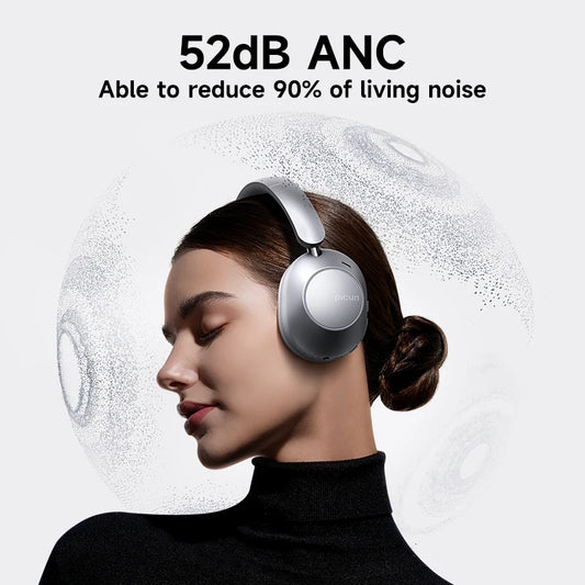 Picun F6 Cuffie wireless con cancellazione attiva del rumore Monitoraggio della testa Audio 3D 40mm Cuffie Bluetooth ANC ad alta risoluzione Controllo APP HIFI