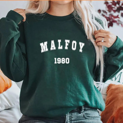 2025 Felpa Draco Malfoy Film Magico HP Wizard World Pullover Vintage Wizard School Retro Malfoy 1980 Felpe girocollo