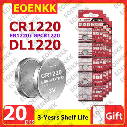 100 Pezzi Nuove Batterie CR1220 ad Alta Capacità, Batterie a Bottone al Litio CR 1220 per Orologi, Dispositivi Sanitari, Calcolatrici, ecc. 3V